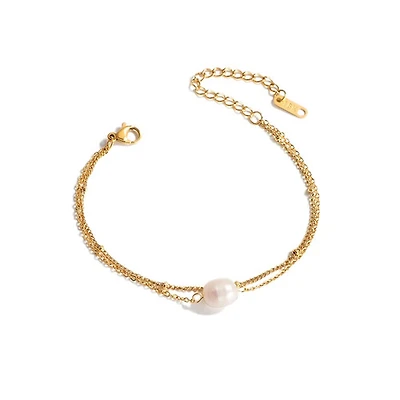 Layered Pearl Pendant Bracelet