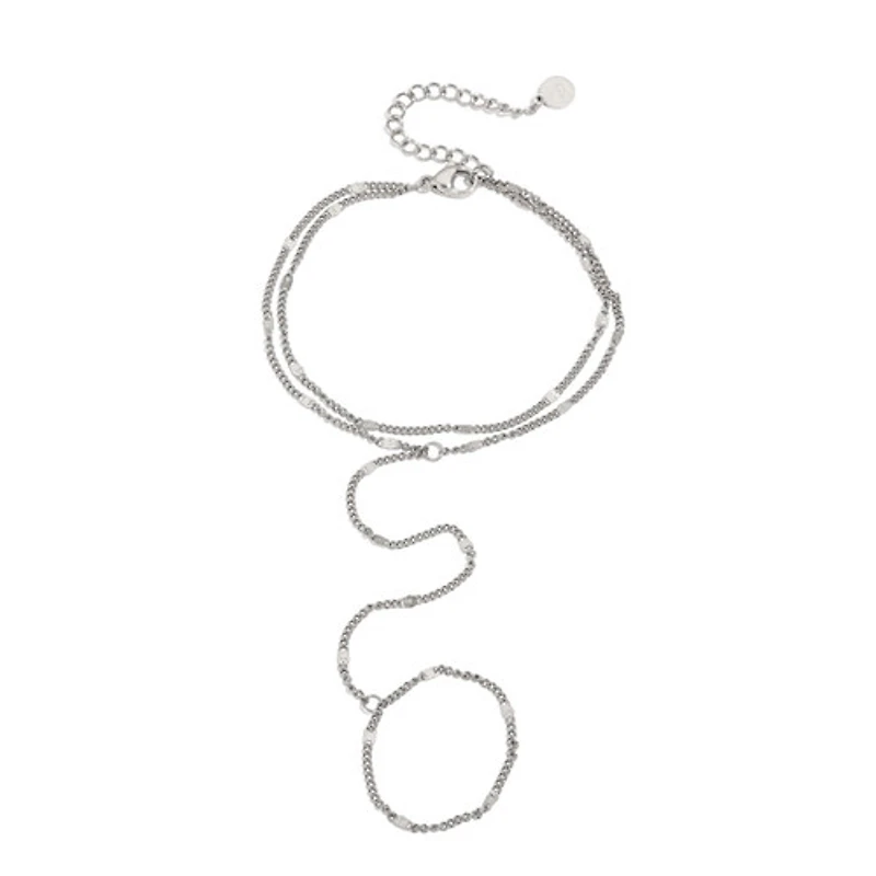 Steel Stamped Flat Link Connected Ring Bracelet