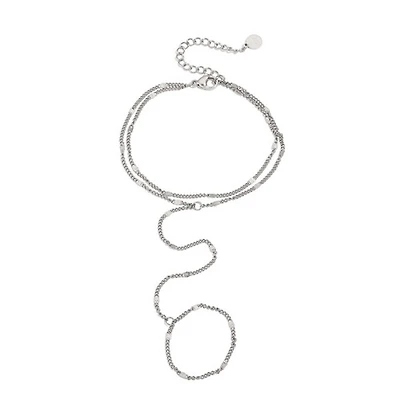Steel Stamped Flat Link Connected Ring Bracelet