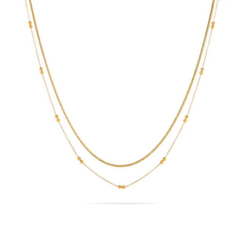 Duo Beads Layered Necklace