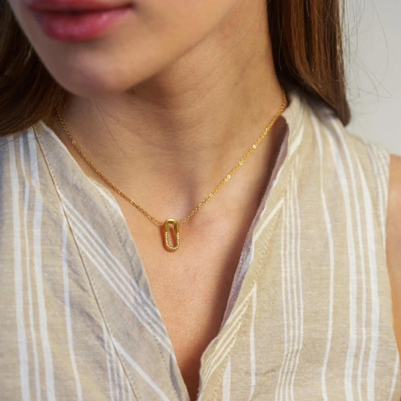 Gold Safety Pin Necklace