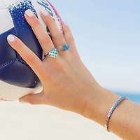 Black and White Checkered Heart Ring
