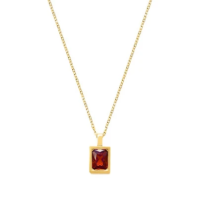 Rectangular Red Gem Necklace