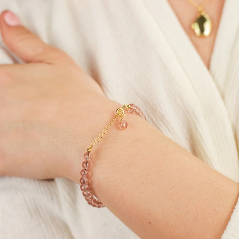 Moonstone and Strawberry Quartz Bracelet