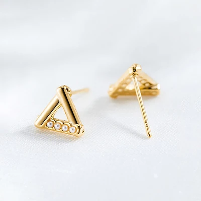 Pearl Triangle Studs