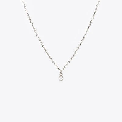 Steel Mini Pearl Pendant Necklace