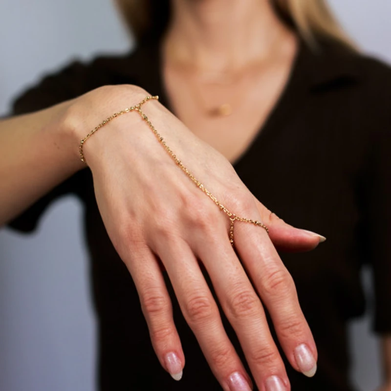 Gold Dotted Connected Ring Bracelet