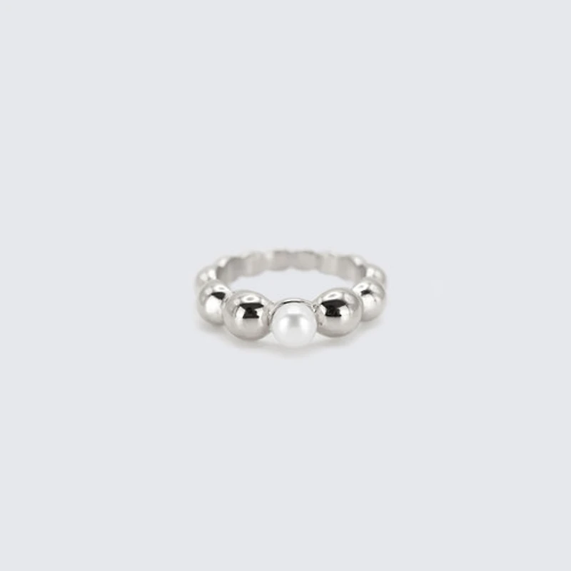 Steel Bubbles Pearl Ring