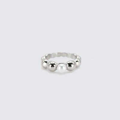 Steel Bubbles Pearl Ring