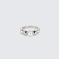 Steel Bubbles Pearl Ring