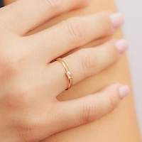 Pearl Diamond Twins Ring