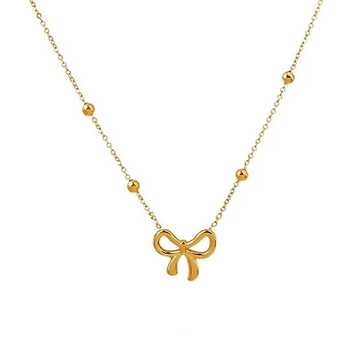 Bow Beaded Chain Necklace