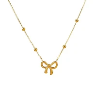 Bow Beaded Chain Necklace