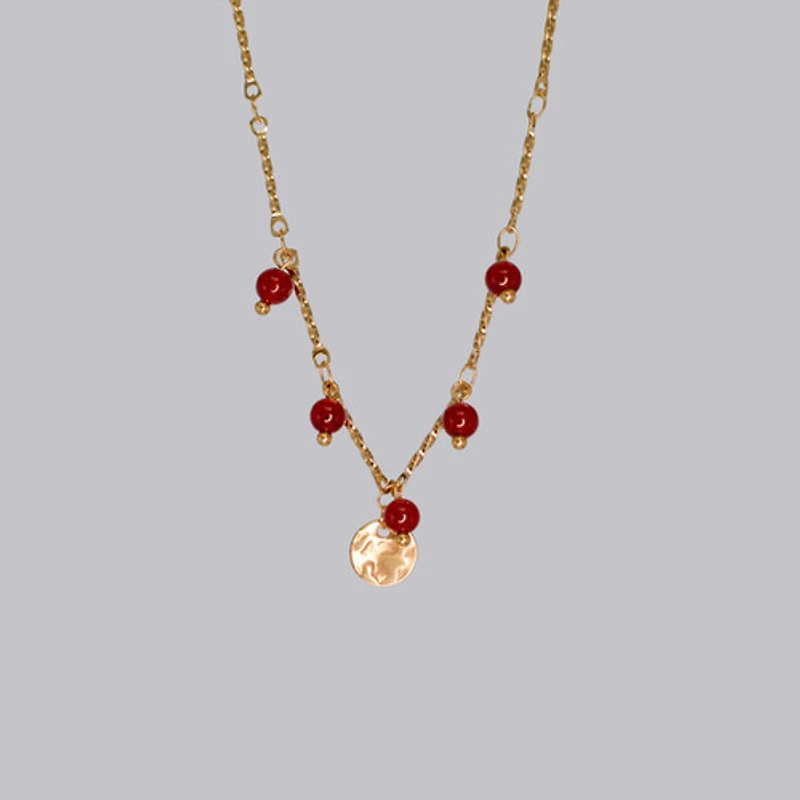 Gold Red Agate Coin Bracelet