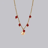 Gold Red Agate Coin Bracelet