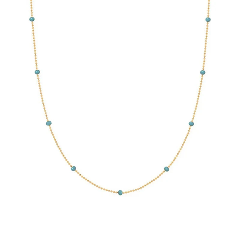 Blue Enamel Beaded Necklace