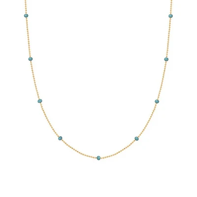 Blue Enamel Beaded Necklace