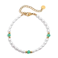 Green Agate Pearl Chain Bracelet