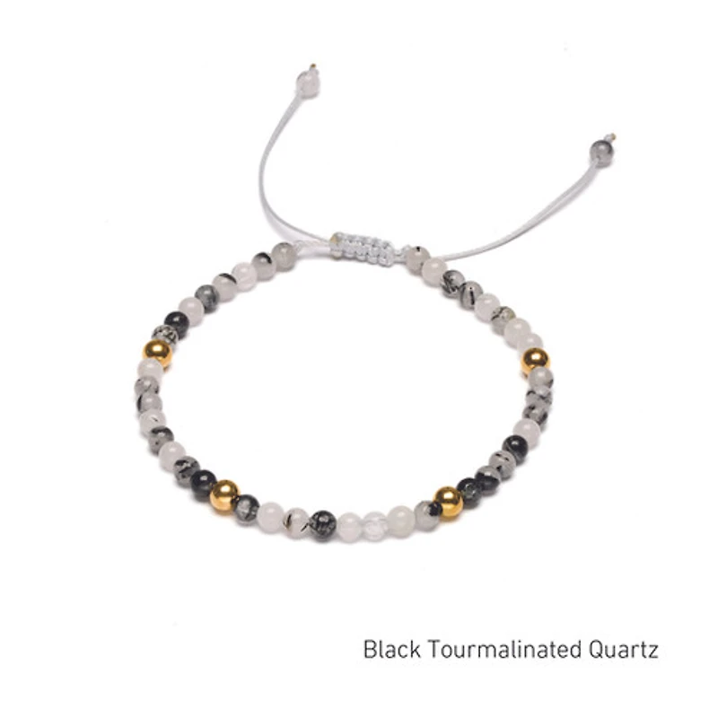 Braided Natural Crystal Bracelet (Classic Black & White)