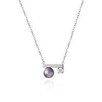 Gray Pearl Bar Necklace
