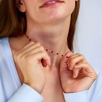 Steel Red Agate Chain Necklace