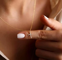 Gold Gemmed Cross Necklace