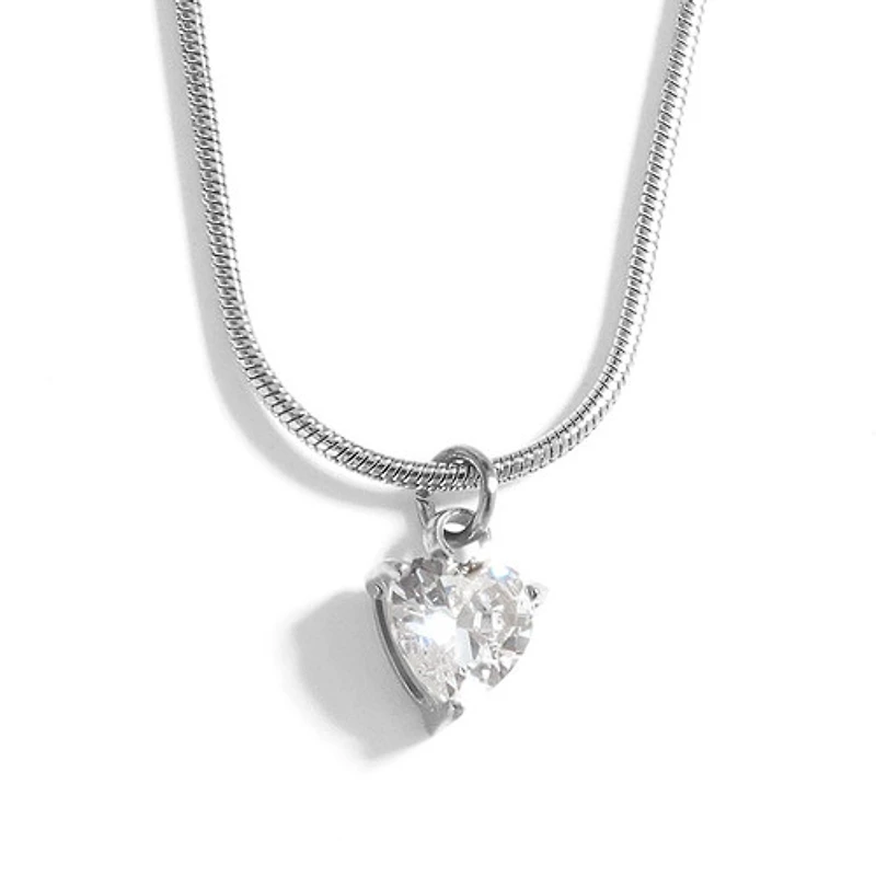 Steel Birthstone Heart Necklace