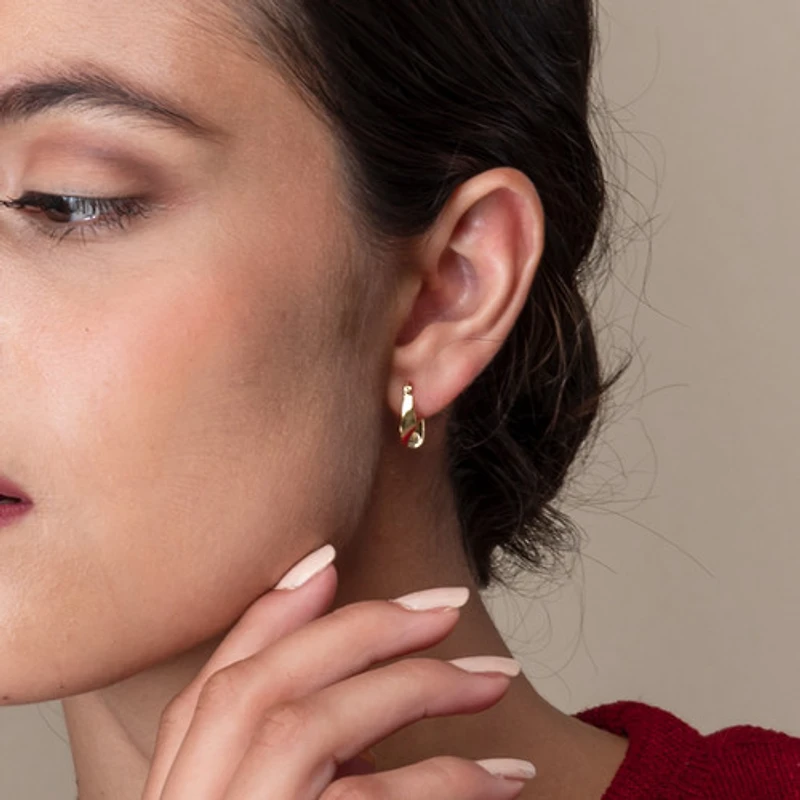 Gold Abstract Wave Hoops