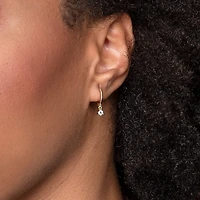 White Gold Diamond Drop Mini Hoops