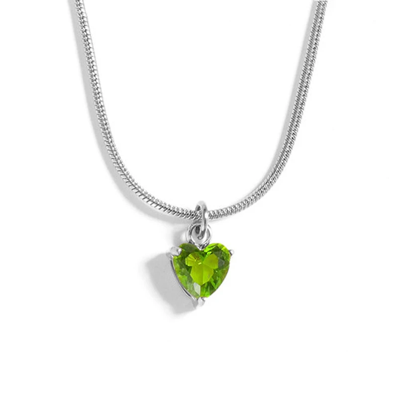 Steel Birthstone Heart Necklace