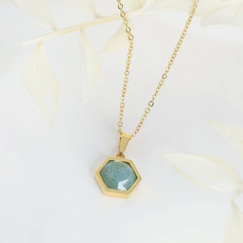 Natural Hexagon Stone Necklace