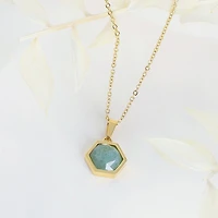 Natural Hexagon Stone Necklace