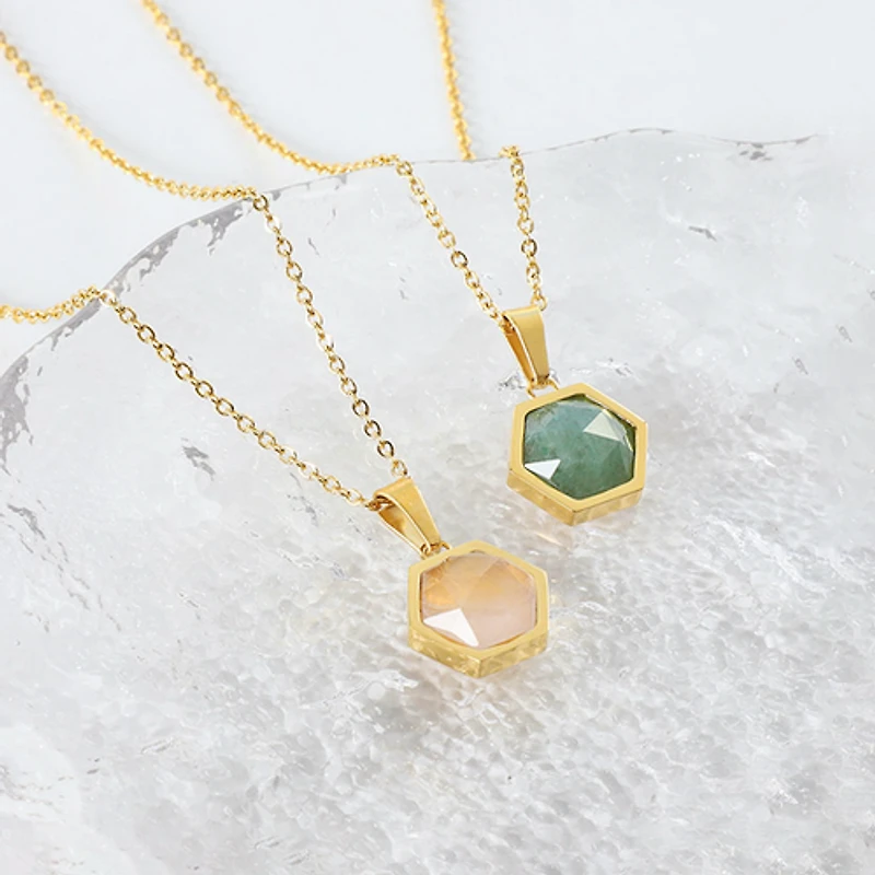 Natural Hexagon Stone Necklace
