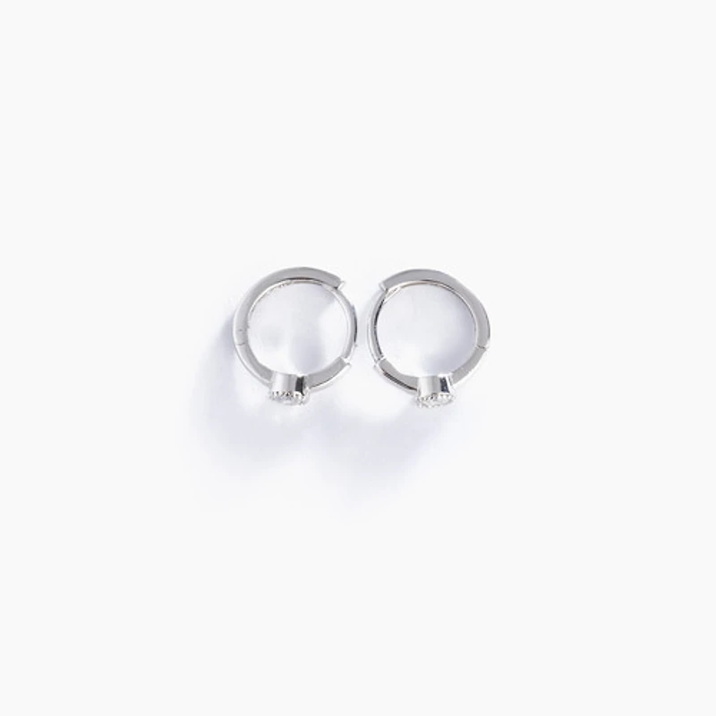 White Gold Diamond Solitaire Hoops