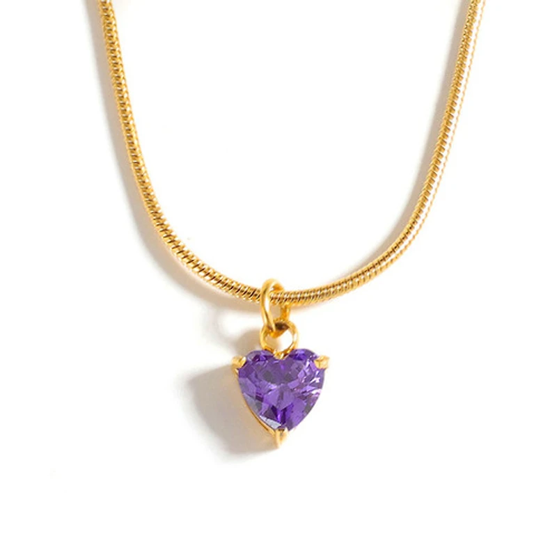 Gold Birthstone Heart Necklace