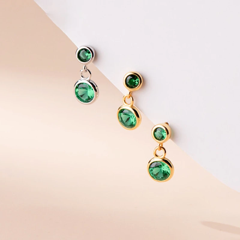 Drop Down Emerald Studs