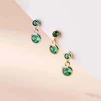 Drop Down Emerald Studs