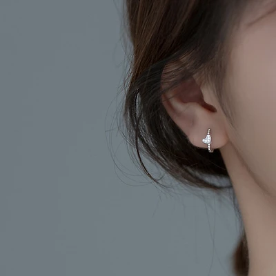 Crystal Heart Mini Hoops