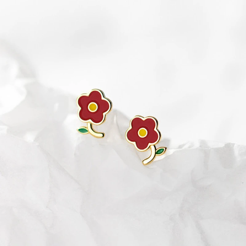 Enameled Flower Studs
