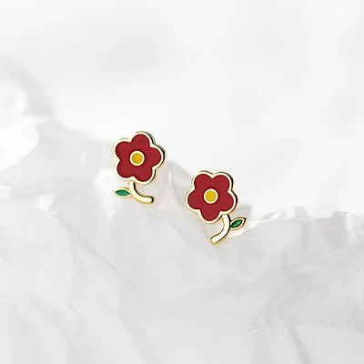 Enameled Flower Studs