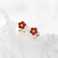 Enameled Flower Studs