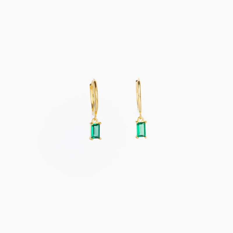 Gold Jewel Drop Huggie Hoops