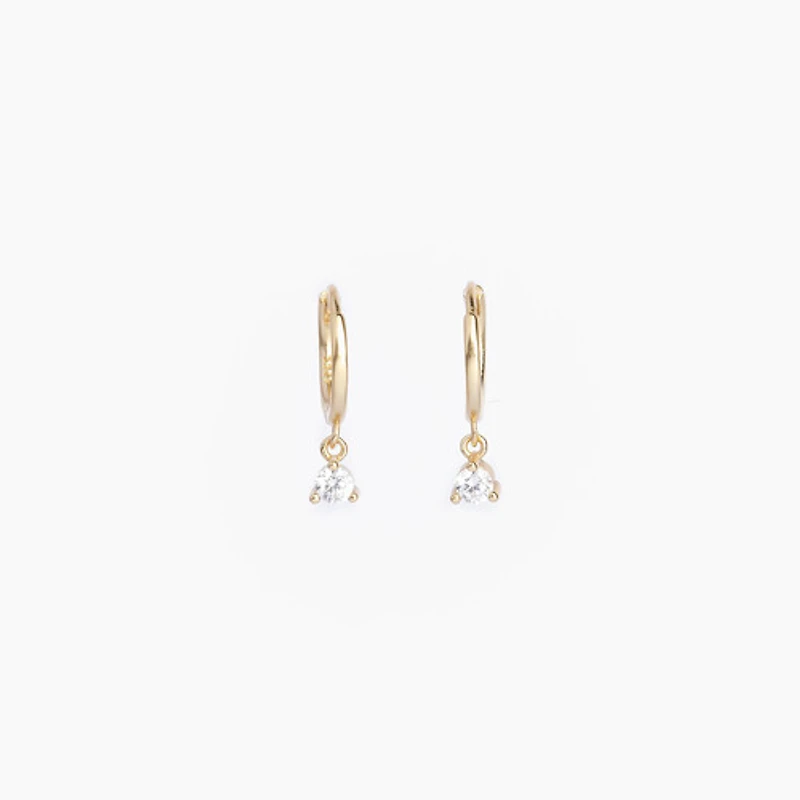 White Gold Diamond Drop Mini Hoops