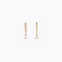 White Gold Diamond Drop Mini Hoops