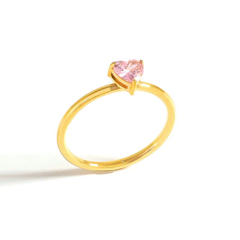 Gold Birthstone Heart Ring