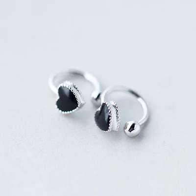 Black Enameled Heart Cuff