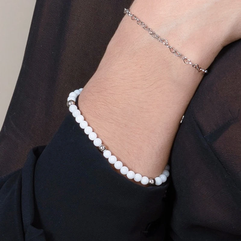 Braided Natural Crystal Bracelet (Classic Black & White)