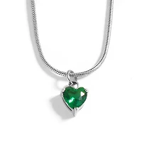 Steel Birthstone Heart Necklace