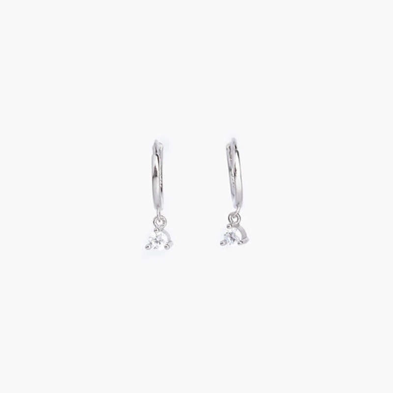 White Gold Diamond Drop Mini Hoops