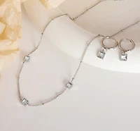 White Cubic Drop Gem Hoops